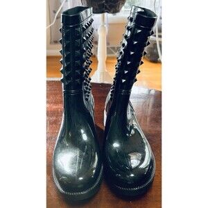 Personal Identity Grunge Gothcore Goth whimsy Black Spike Rain Gardening Boots 9